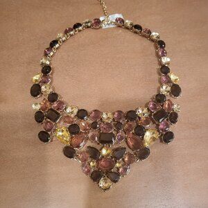 Brown and Yellow Glass Choker Necklace